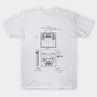 Electric Batteries Connector Vintage Patent Hand Drawing T-Shirt